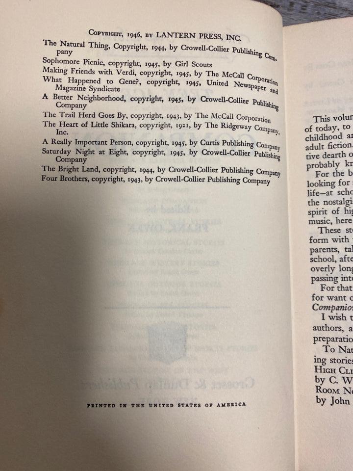 Teen-Age Companion Edited By Frank Owen
