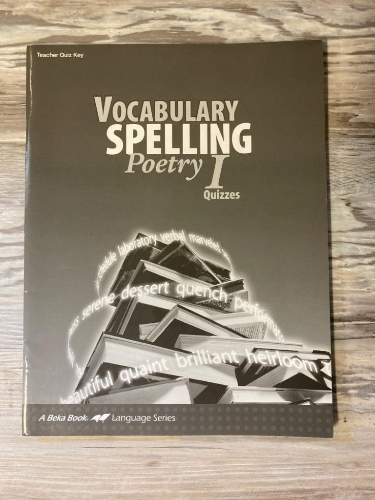 Abeka Vocabulary Spelling Poetry I Teacher Quiz Key