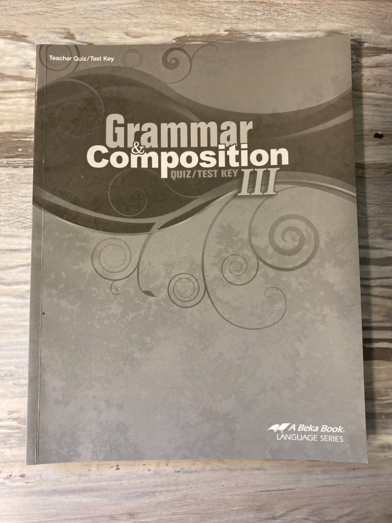 Abeka English 9 Key Lot 5th Ed. Grammar and Comp. III