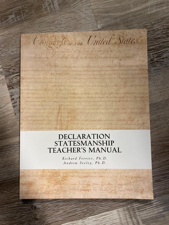 Declaration Statesmanship Teacher's Manual by Richard Ferrier - First Homeschool
