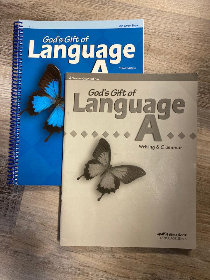 Abeka God's Gift of Language A- Writing and Grammar Answer Key Set