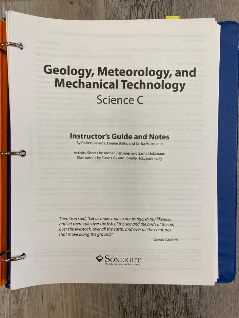 Sonlight Geology, Meteorology, and Mechanical Technology, Science C Inst. Guide - First Homeschool