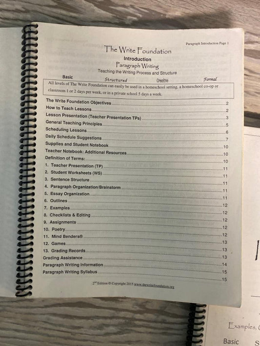 The Write Foundation Paragraph Writing Instructions, Level 2