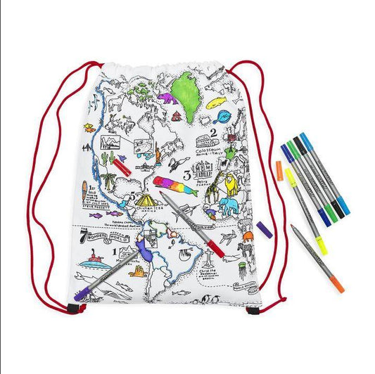 World Map Backpack with Pens - First Homeschool