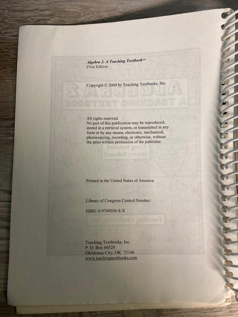 Teaching Textbooks Algebra 2 set 1st Ed.