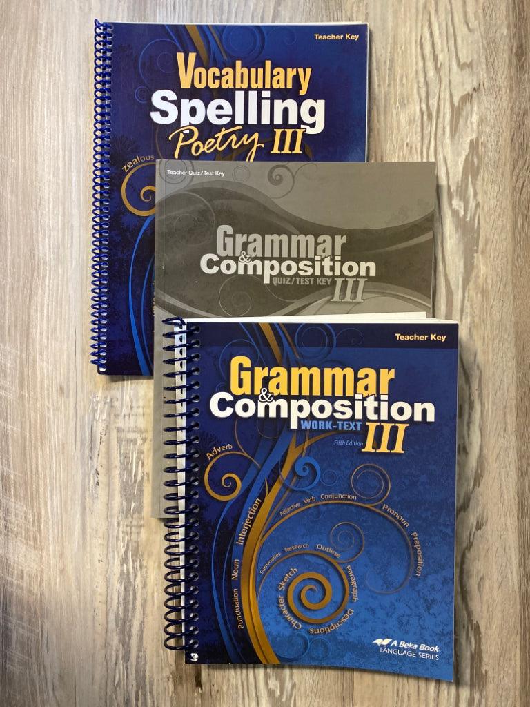 Abeka English 9 Key Lot 5th Ed. Grammar and Comp. III