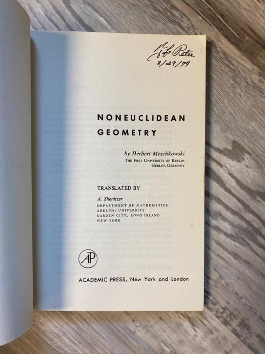 Noneuclidean Geometry by H. Meschkowski