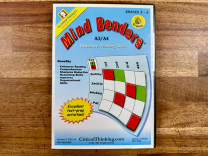 Mind Benders Deductive Thinking Skills Games CD Grades 3-6