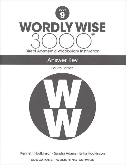 Wordly Wise 3000 Book 9 4th Ed Answer Key - Condition GOOD & CLEAN