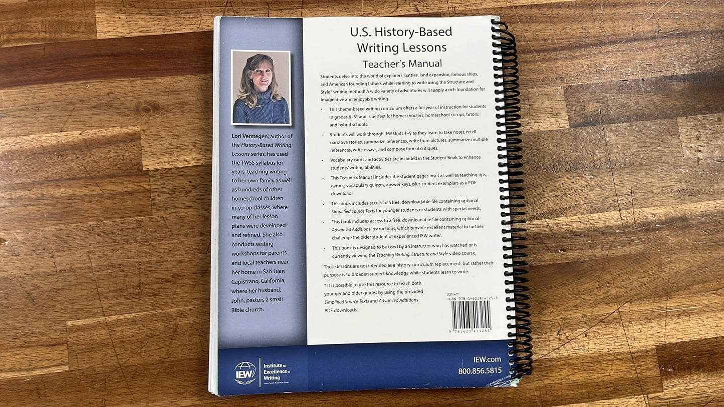 IEW U.S. History-Based Writing Lessons TM