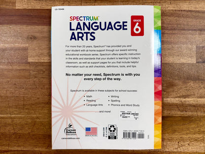 Spectrum Grade 6 Language Arts Workbook - Very Good