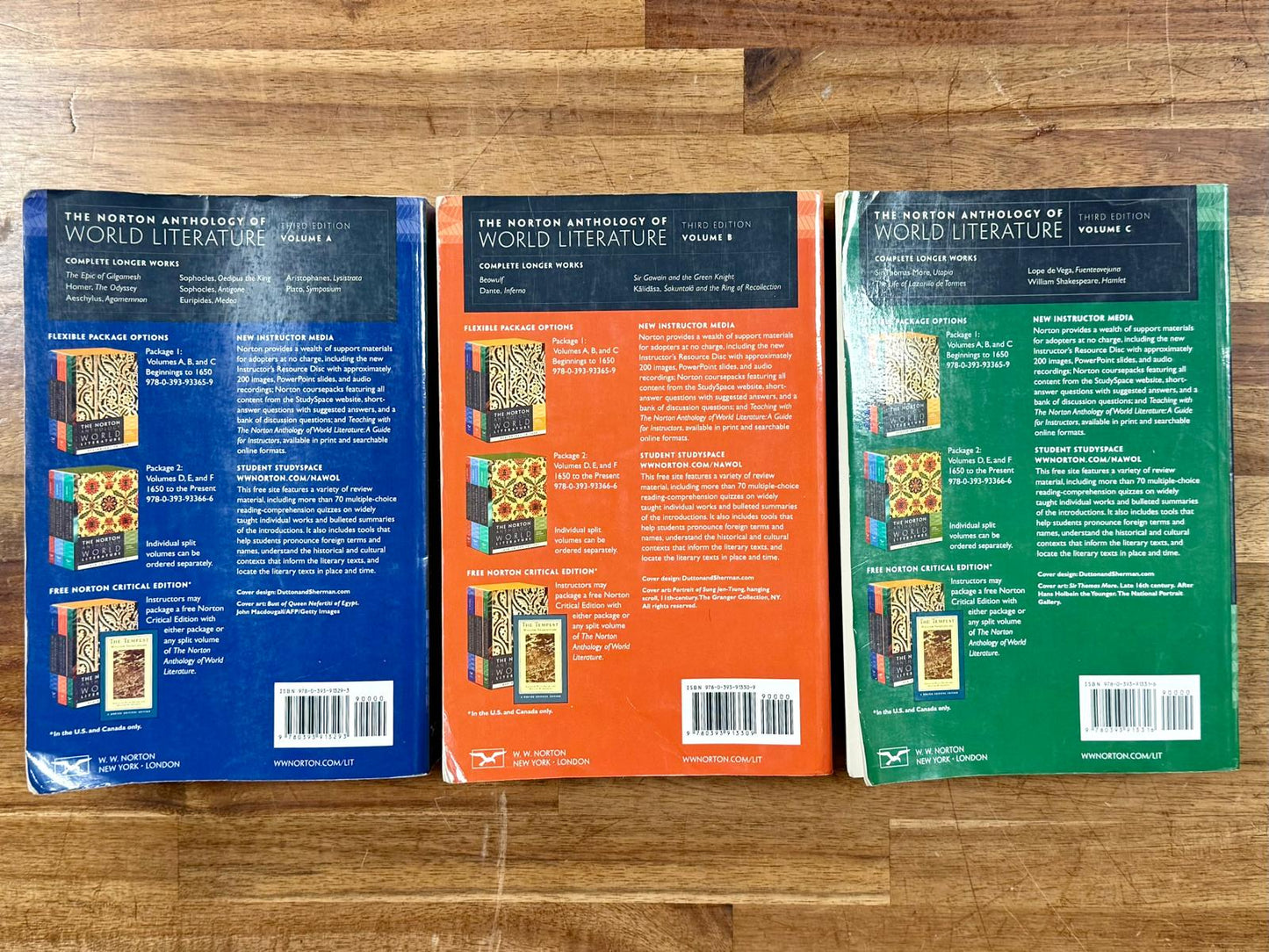 The Norton Anthology of World Literature 3rd Ed Vol. A, B & C