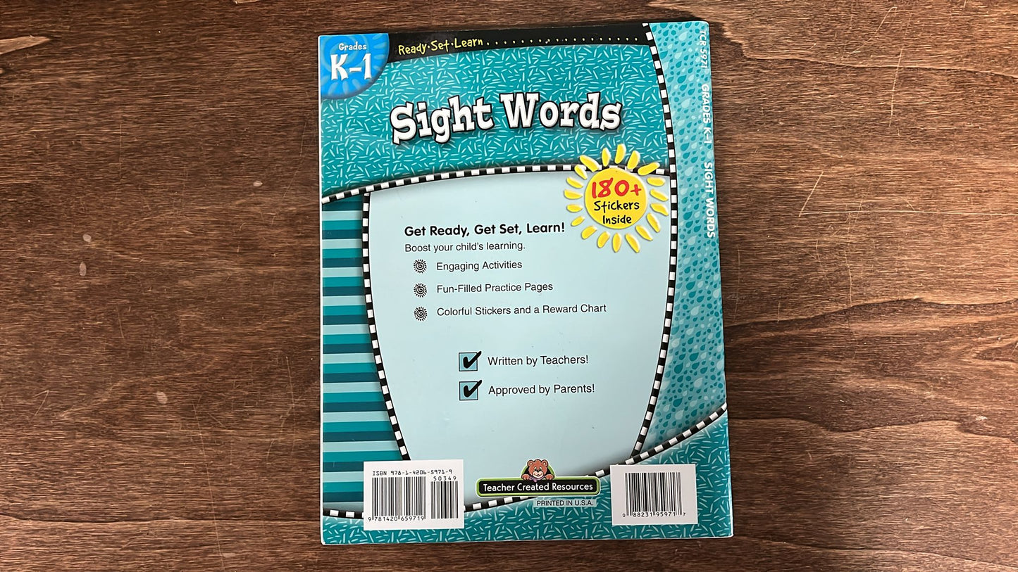 Teacher Created Resources, Ready Set Learn Sight Words, grades K-1