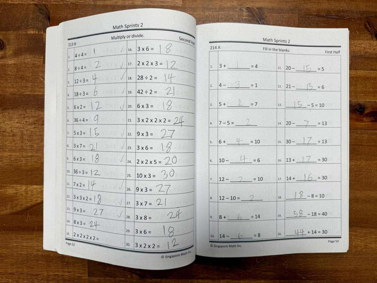 Math Sprints Workbooks 2 & 3 SET