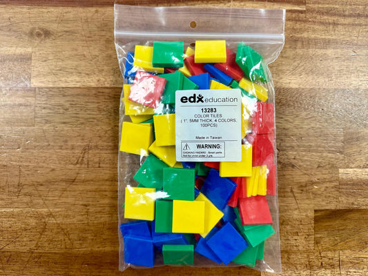 100 pcs Square Color Tiles Thick - edxeducation