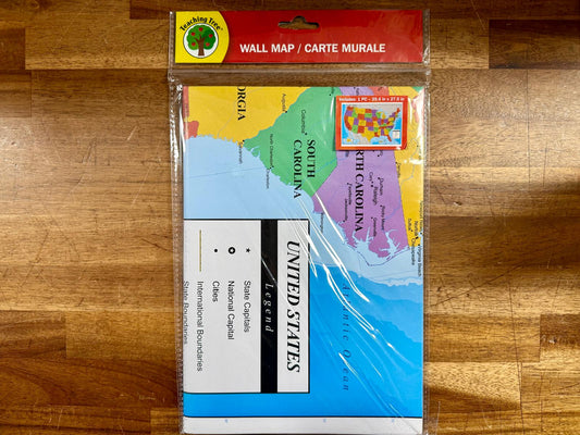 Teaching Tree US Wall Map 39.4"x27.5" State Capitals Cities