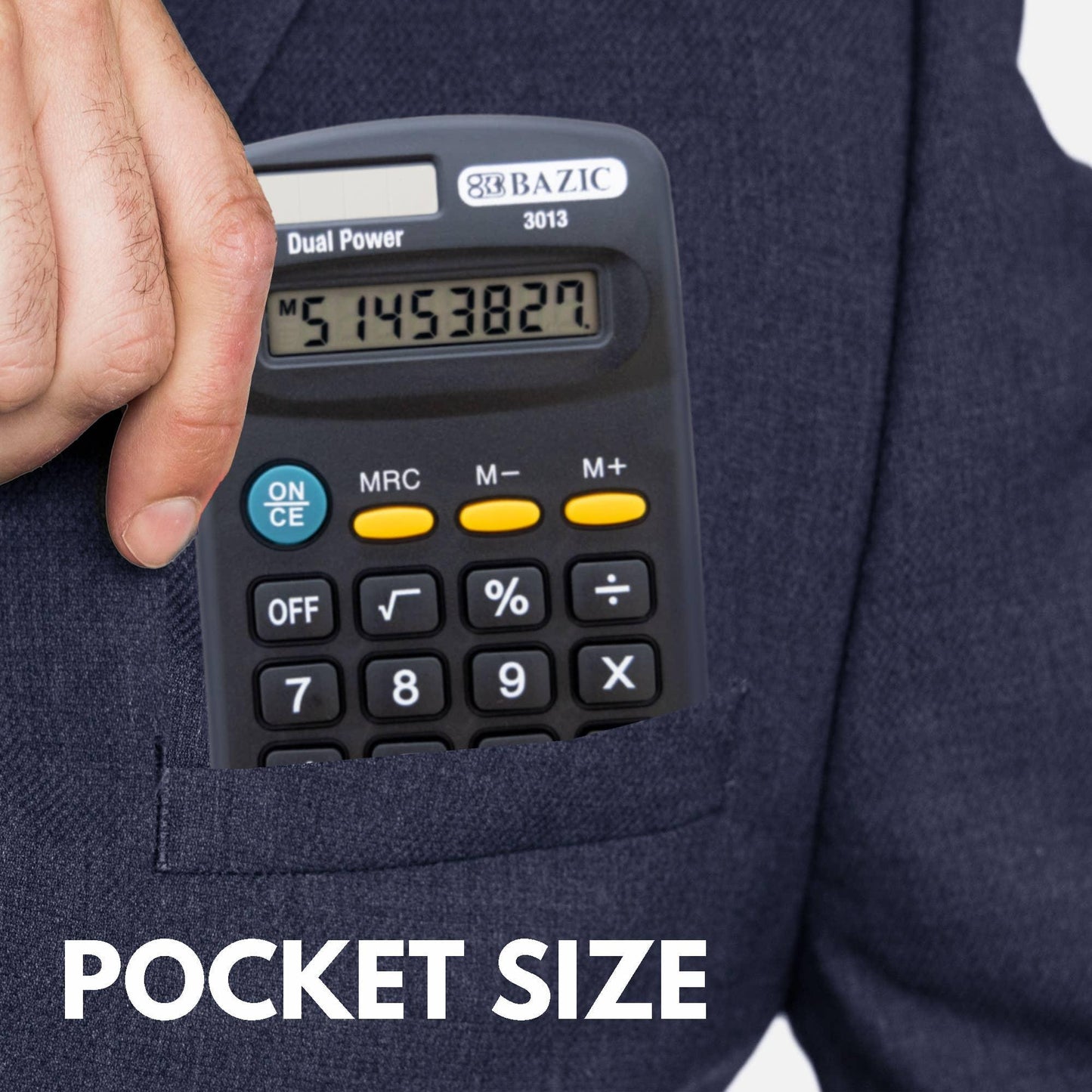 Pocket Size Black Calculator 8-Digit Dual Power