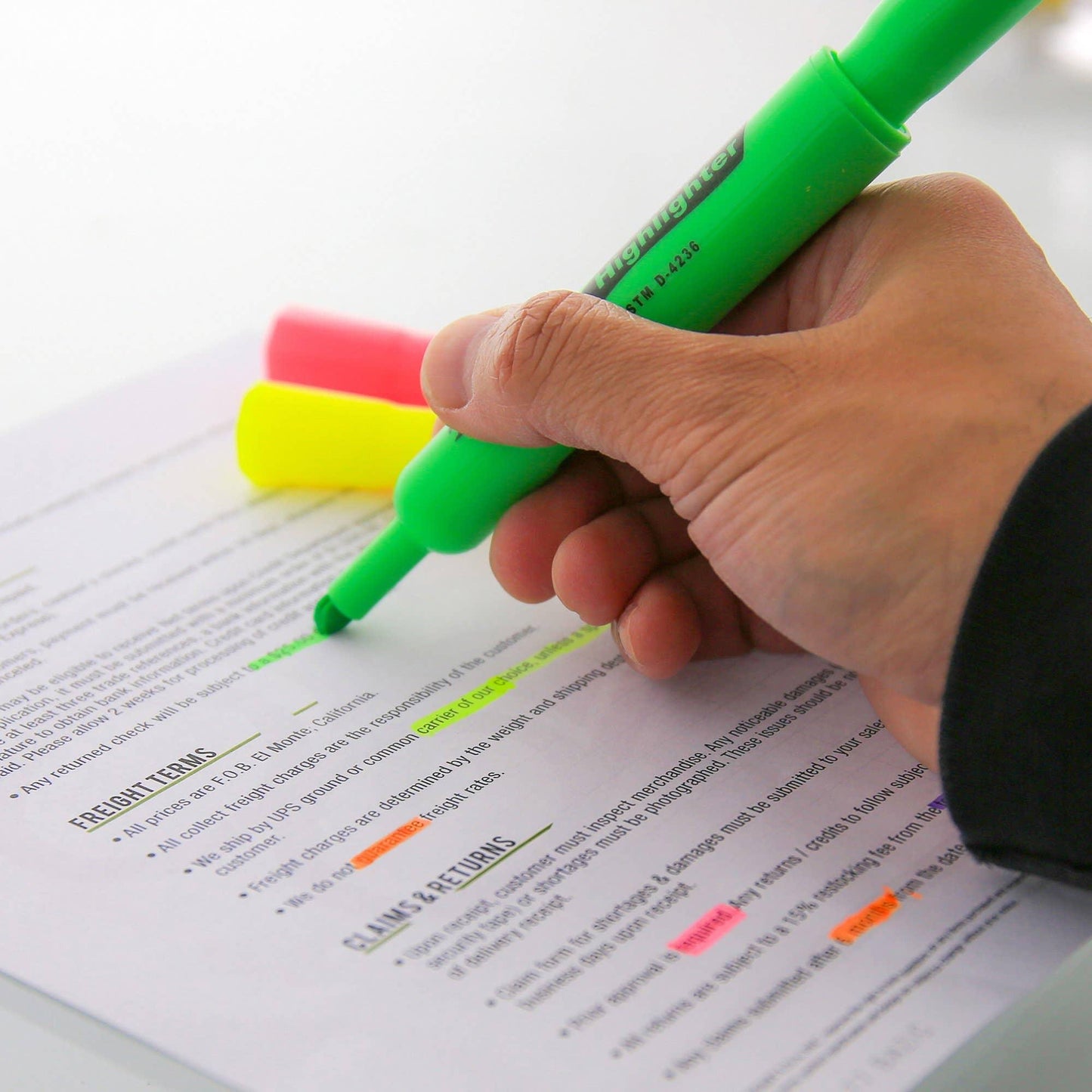 Desk Stlye Fluorescent Highlighters - Pack of 3