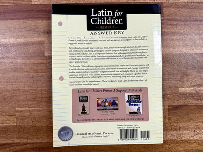 Latin for Children Primer A Answer Key - Like New