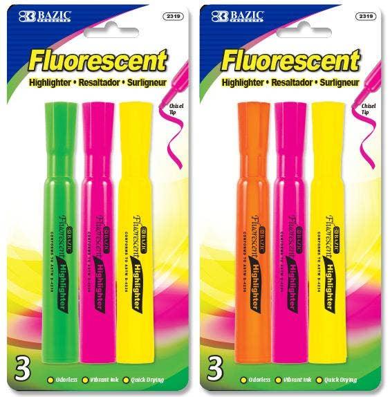 Desk Stlye Fluorescent Highlighters - Pack of 3