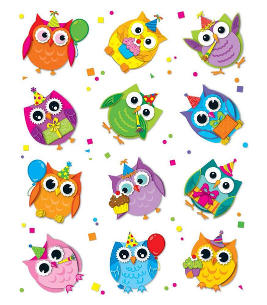 Celebrate with Colorful Owls Shape Stickers