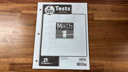 BJU Math 1 3rd Ed Tests & Answer Key