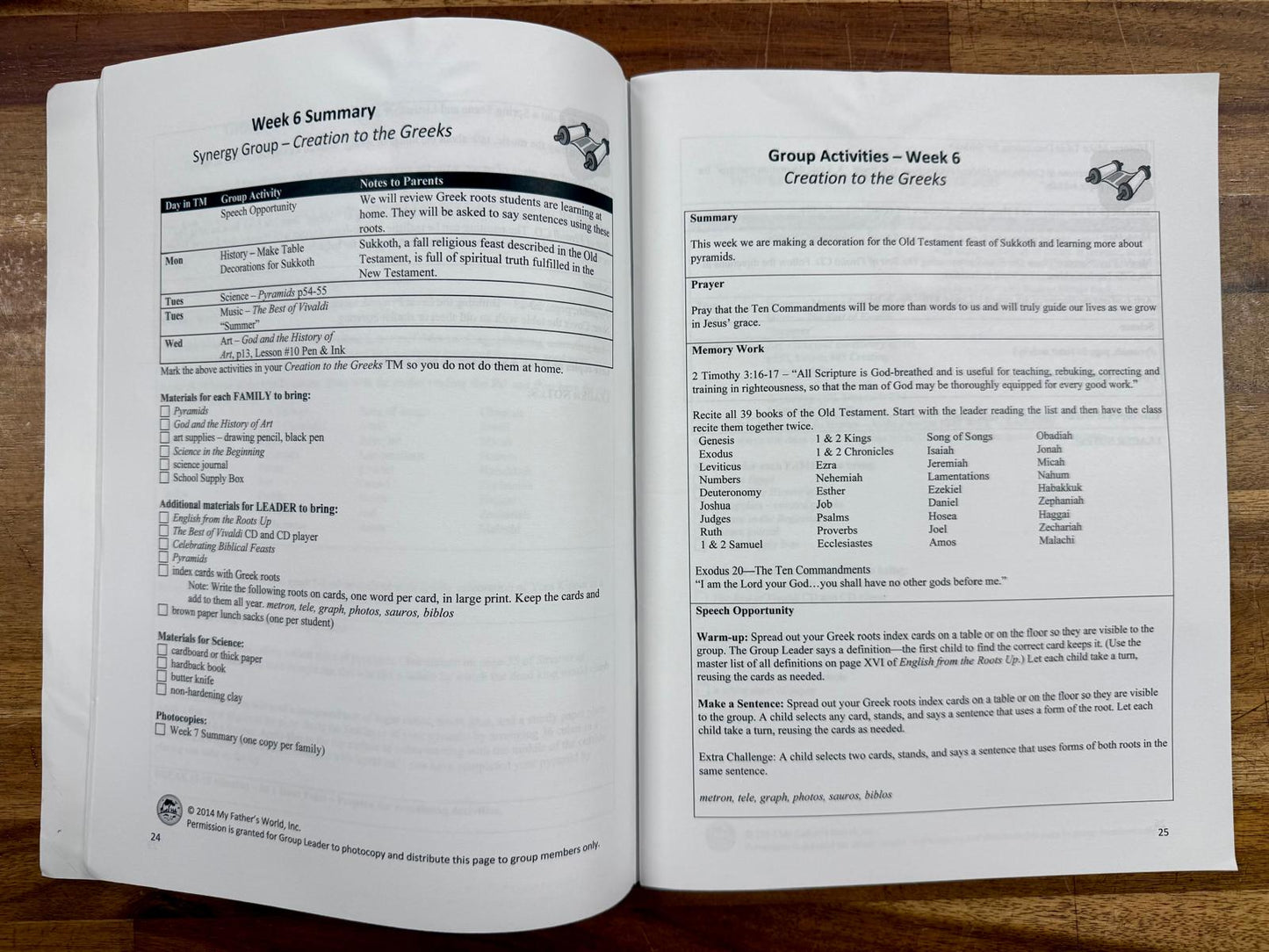 MFW Creation To The Greeks Synergy Group Guide 2017