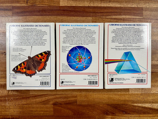 Usborne Illustrated Dictionary 3 Set: Biology, Chemistry, Physics