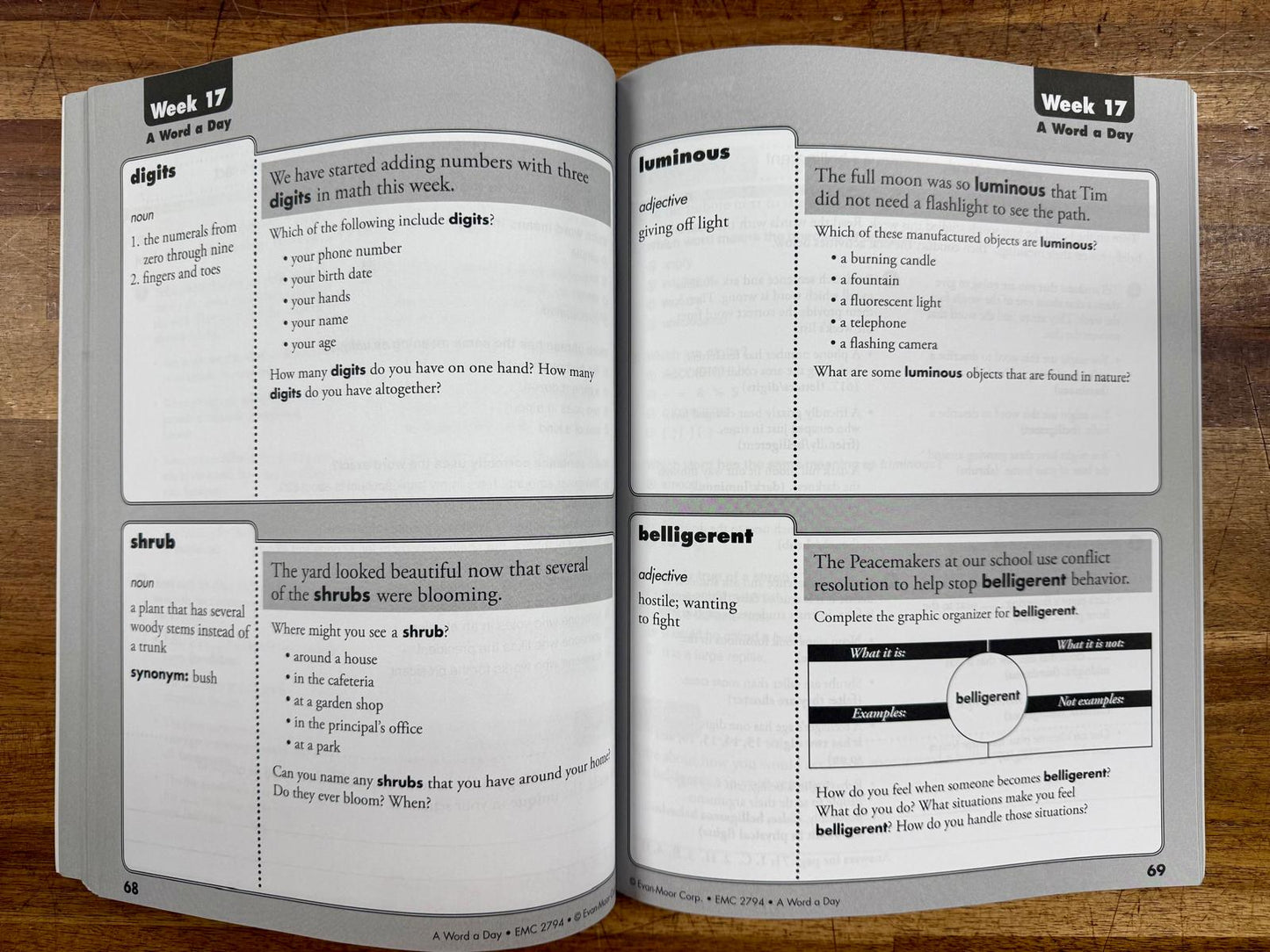 Evan-Moor A Word a Day Grade 4 Workbook - Good & Clean