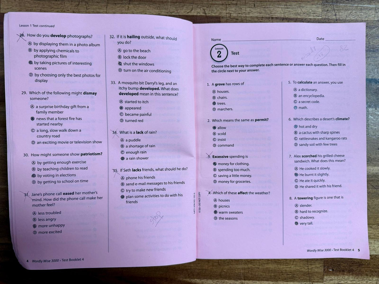 Wordly Wise 3000 Book 4 Test Booklet 4th Ed - Acceptable