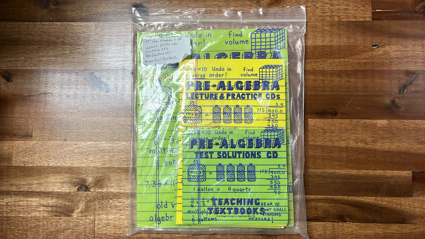 TT Pre-Algebra v1.0 SET - Lect/PtrcCD,SoltCDs,AnswrKy CDs