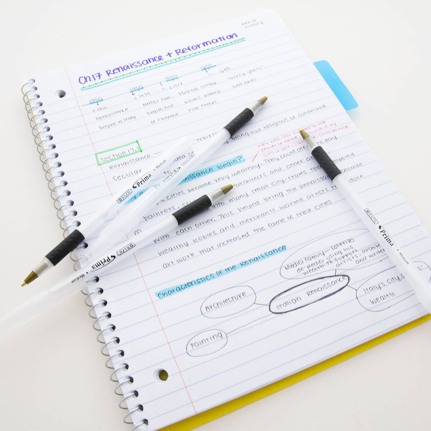 Prima Black Stick Pen w/ Cushion Grip (8/Pack)