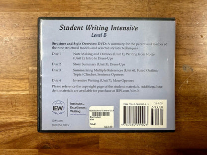 IEW Student Writing Intensive Level B DVD Set (VG)