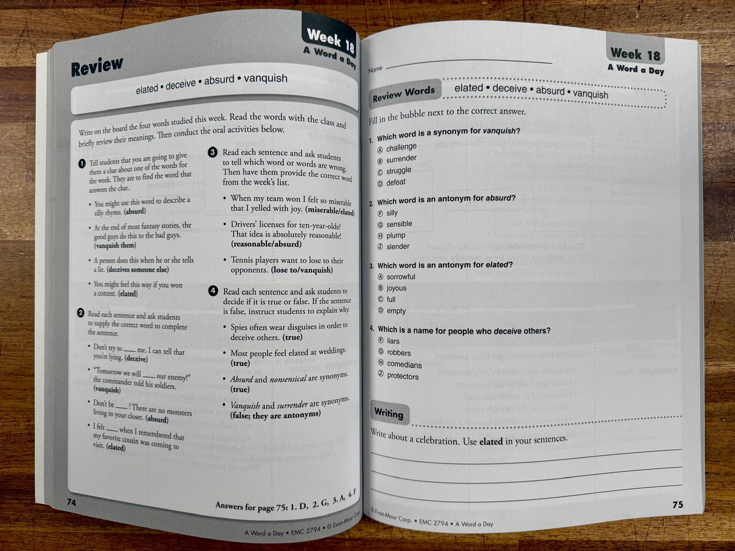 Evan-Moor A Word a Day Grade 4 Workbook - Good & Clean