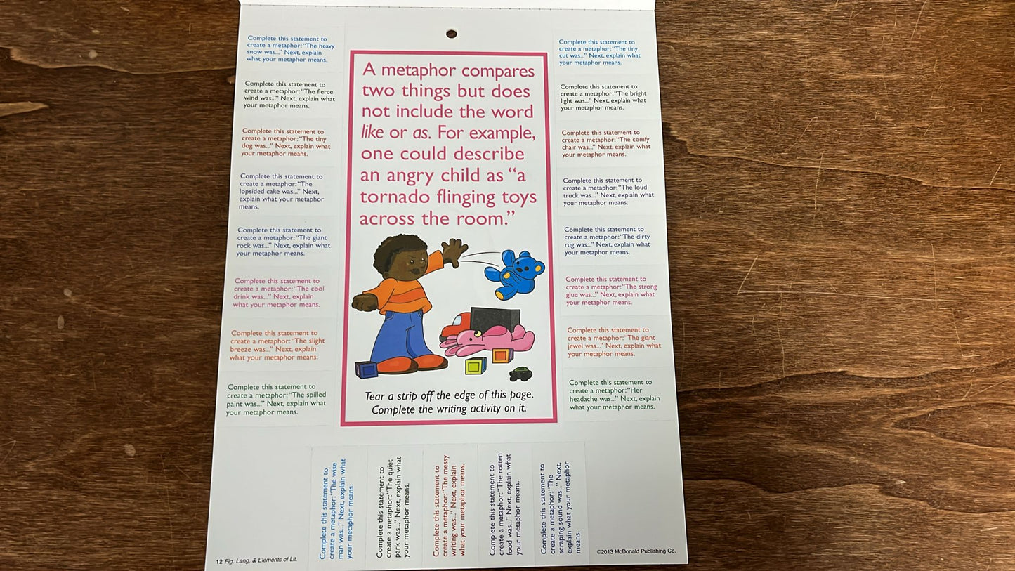 McDonald, Figurative Language and Elements of Literature Tear-Off's, 28 Colorful Pages with Tear-Off Tabs
