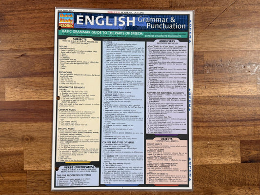 Quick Study Reference - English Grammar & Punctuation