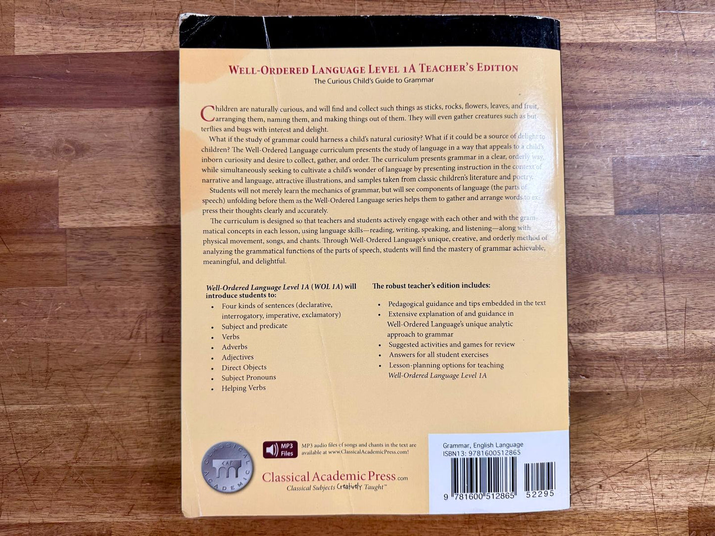 Well-Ordered Language Level 1A Teacher's Edition - Clean