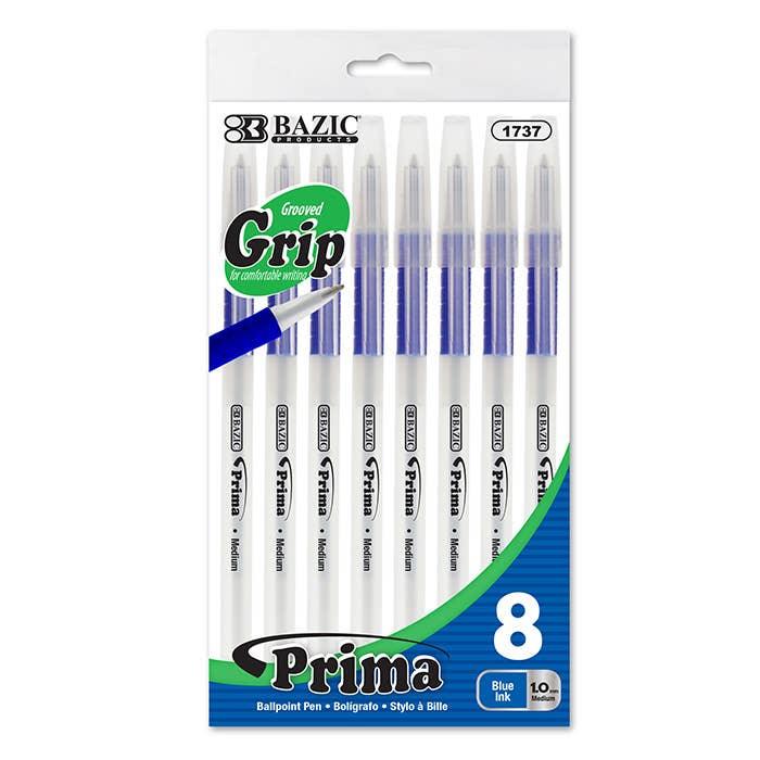 Prima Stick Pen with Cushion Grip - Pack of 8