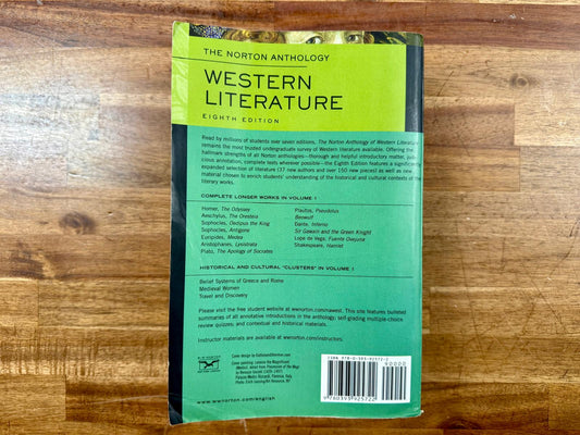 The Norton Anthology of Western Literature 8th Ed Vol. 1 - Good