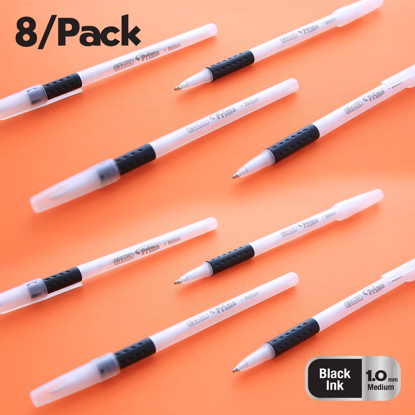 Prima Stick Pen with Cushion Grip - Pack of 8