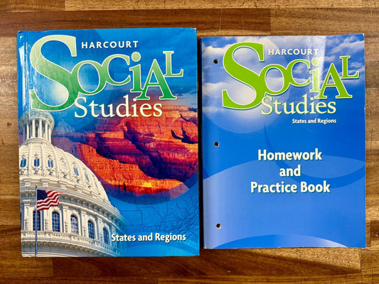 Harcourt Social Studies States & Regions Gr 4 Textbook & Workbook
