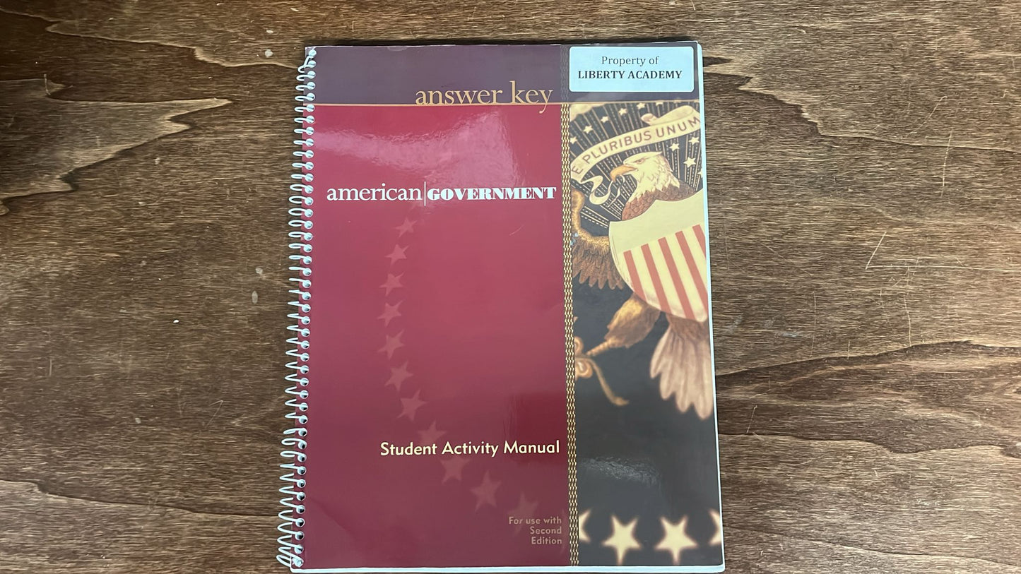 JBU American Government Answer key, and student activity manual