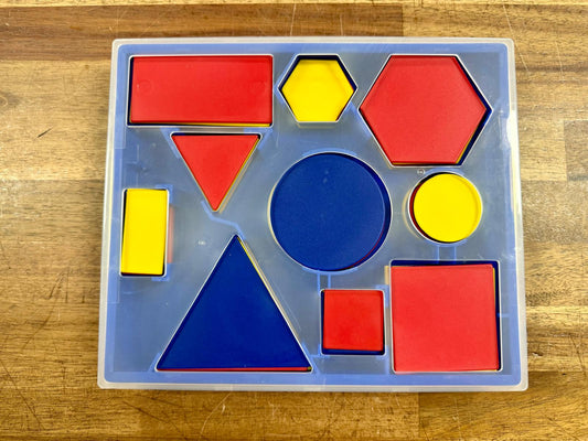 Hand2Mind Thin Shape Attribute Blocks Set of 58 - Clean