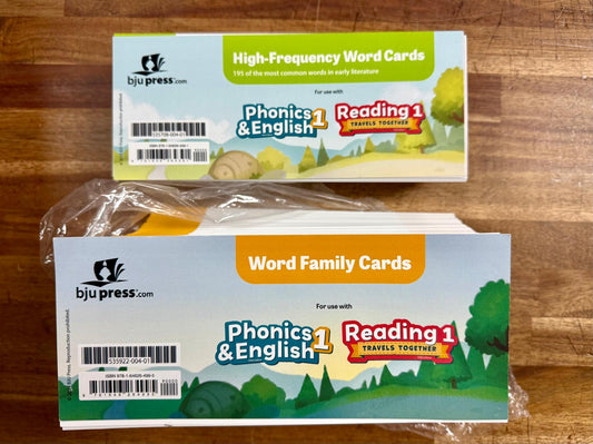 BJU Phonics & English 1 & Reading 1 Flashcards - VG