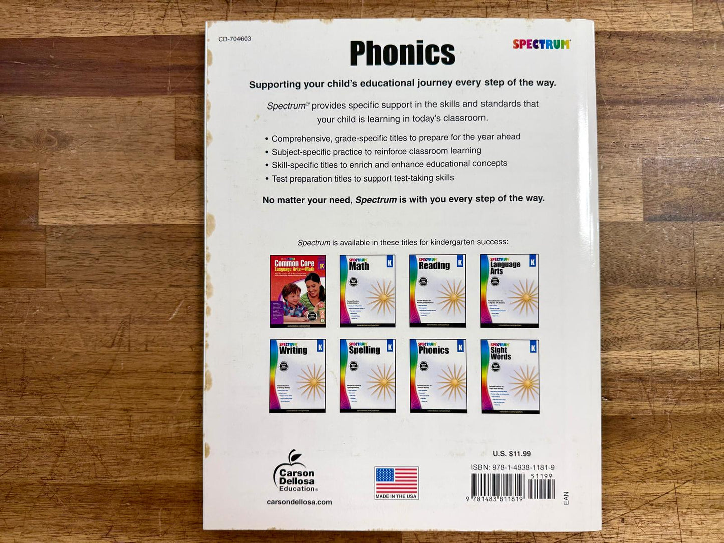 Spectrum Kindergarten Phonics Workbook, Ages 5-6