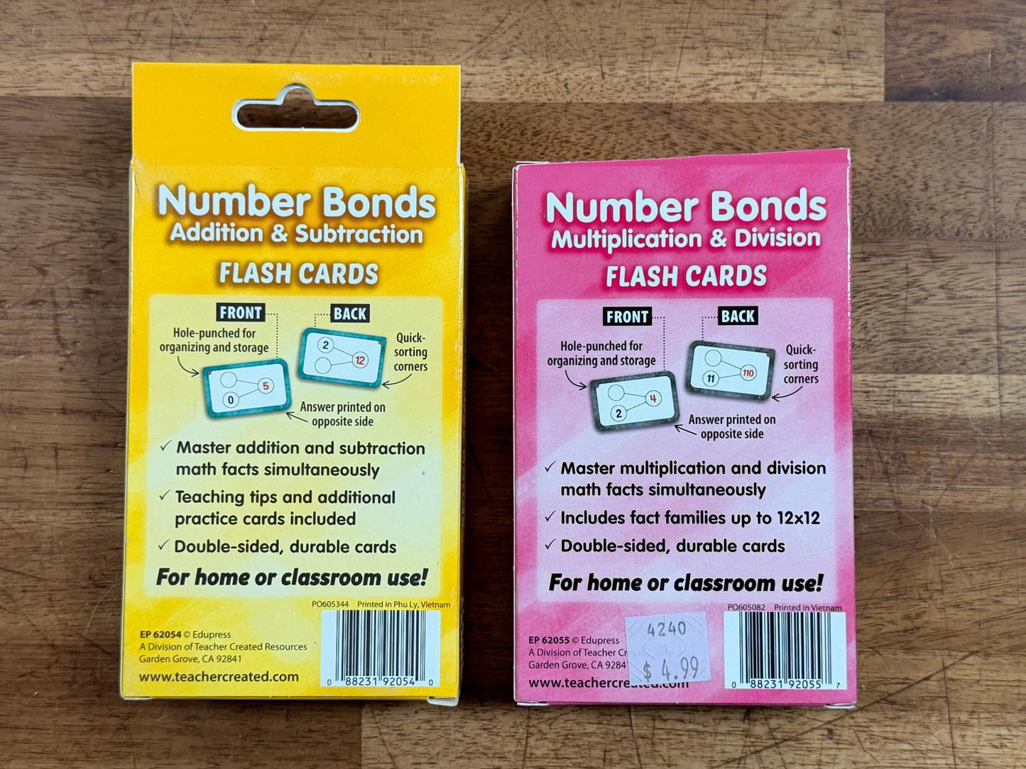 Number Bonds Flash Cards SET of 2 - Add/Sub/Multi/Div
