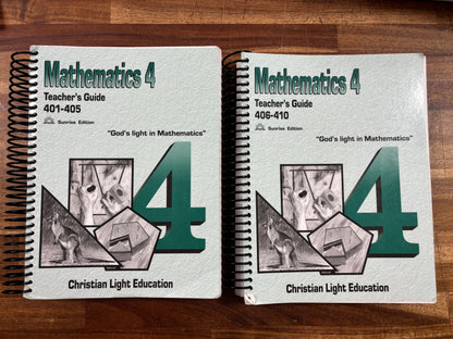 Christian Light Mathematics 4 Teacher's Guide 401-405, 406-410 — front cover