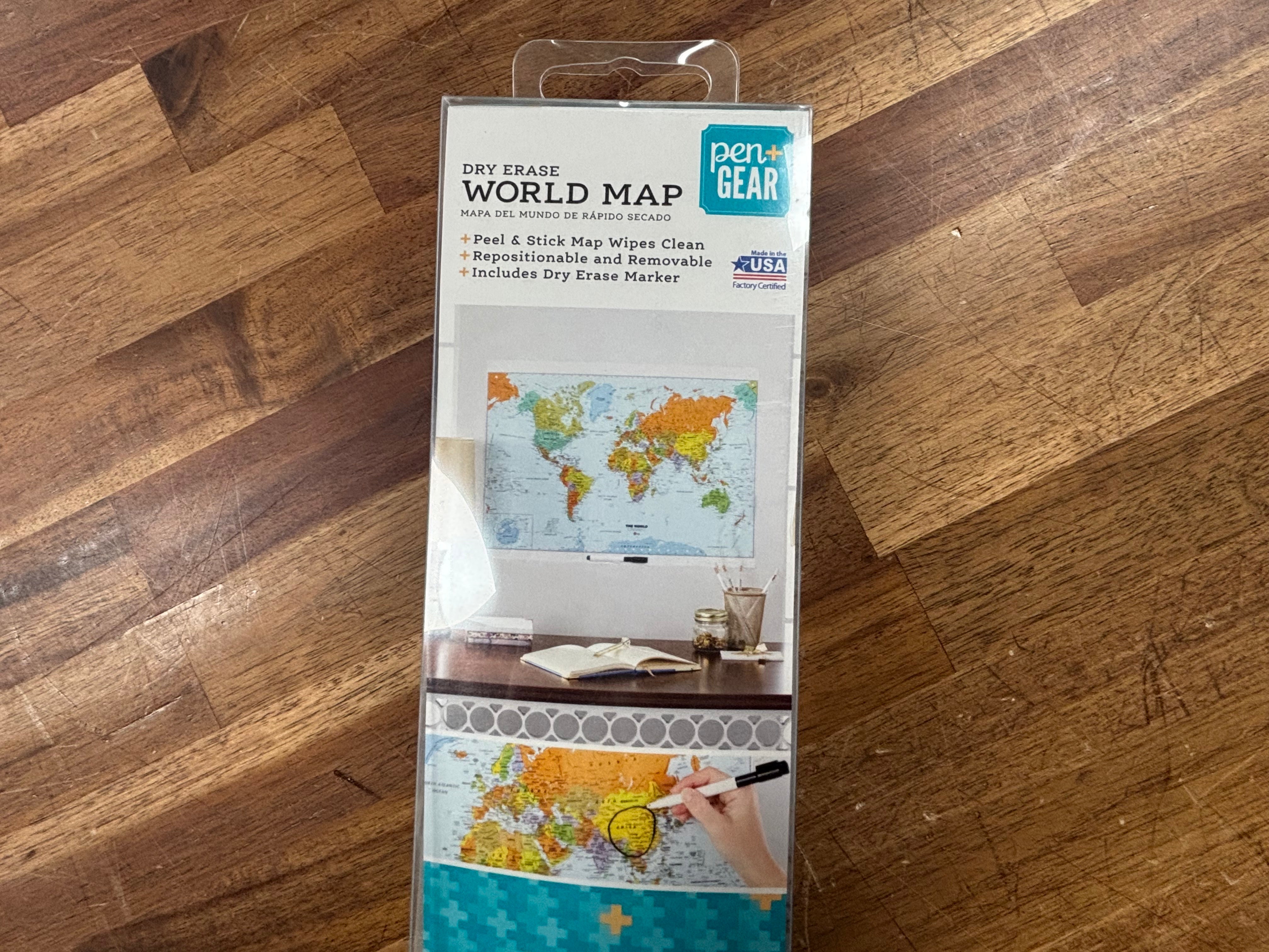 Pen+Gear Dry Erase World Map