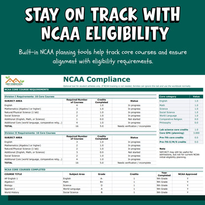 Homeschool High School PREMIUM Transcript Spreadsheet | GPA Calculator, Credits Tracker (Digital Download)