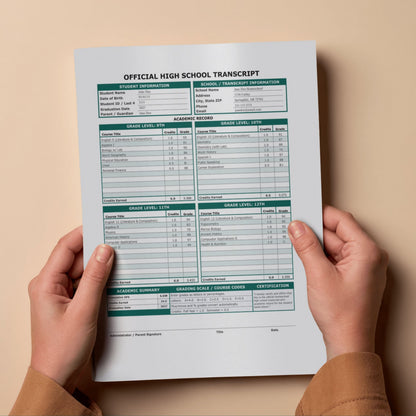 Homeschool Transcript PRINT Template | Excel, Google Sheets, GPA Calculator (Digital Download)